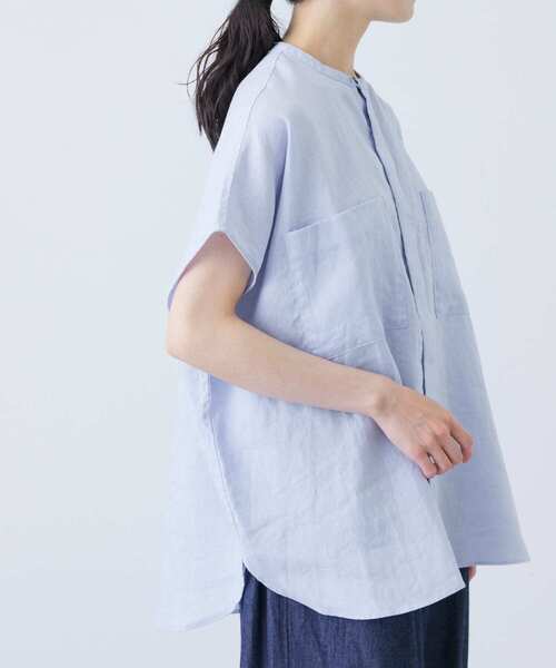 新品タグ付き　かぐれ　リネンWポケットフレンチシャツ　BLACK かぐれ｜リネンWポケットフレンチシャツ | Rakuten Fashion(楽天