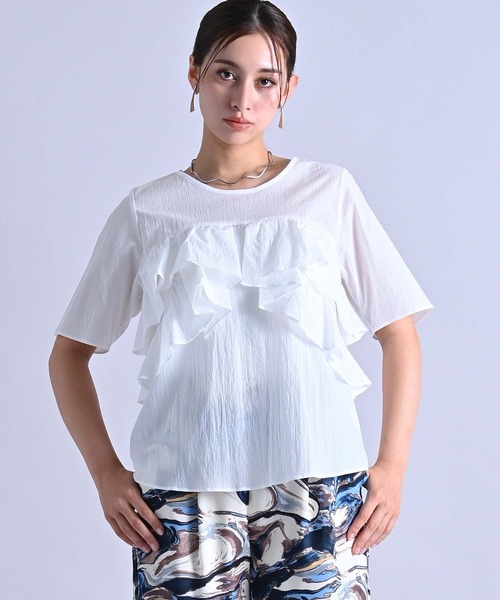 RAW FUDGE（ローファッジ）の「ラッフルビスチェブラウス（シャツ/ブラウス・レディース・オフホワイト/ブラック・M）」の2枚目の写真