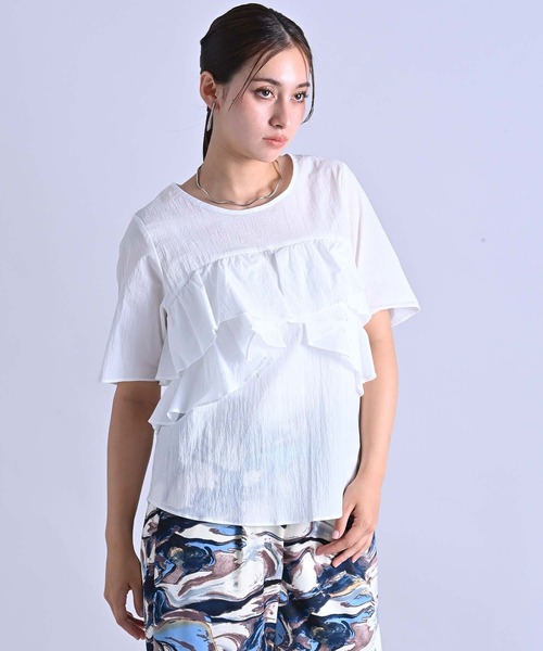 RAW FUDGE（ローファッジ）の「ラッフルビスチェブラウス（シャツ/ブラウス・レディース・オフホワイト/ブラック・M）」の3枚目の写真