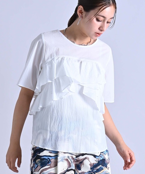 RAW FUDGE（ローファッジ）の「ラッフルビスチェブラウス（シャツ/ブラウス・レディース・オフホワイト/ブラック・M）」の6枚目の写真