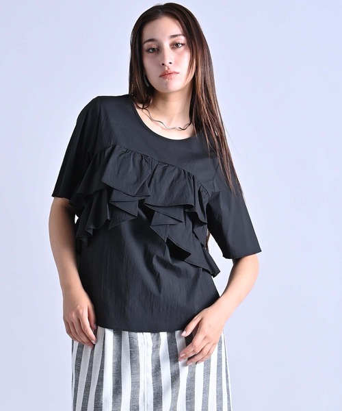 RAW FUDGE（ローファッジ）の「ラッフルビスチェブラウス（シャツ/ブラウス・レディース・オフホワイト/ブラック・M）」の9枚目の写真