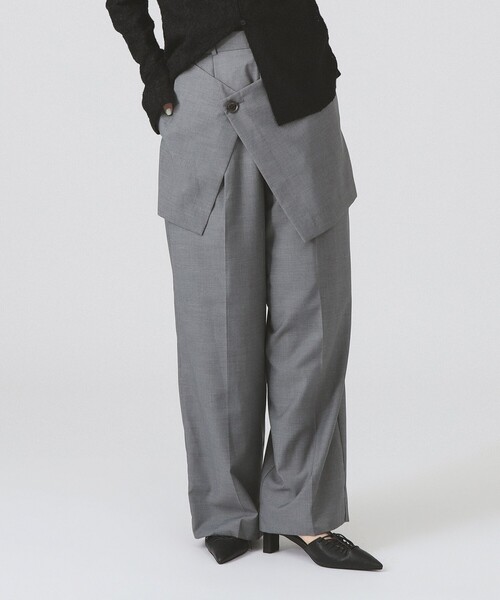 Ray BEAMS（レイビームス）の「フロント ラップ ワイド パンツ（その他パンツ・レディース・シルバー/ダークブラウン・0/1）」の6枚目の写真