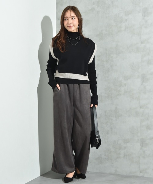 INTERPLANET（インタープラネット）の「スエードポンチウエストゴムワイドパンツ（その他パンツ・レディース・ブラック/グレー/モカ・FREE）」の15枚目の写真