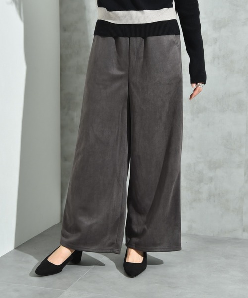 INTERPLANET（インタープラネット）の「スエードポンチウエストゴムワイドパンツ（その他パンツ・レディース・ブラック/グレー/モカ・FREE）」の4枚目の写真