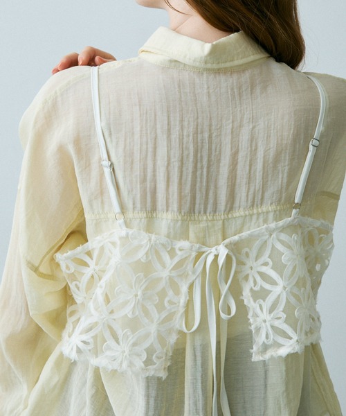 Crisp（クリスプ）の「フラワーシアーレースキャミ（キャミソール・レディース・ブラック/アイボリー・FREE）」の2枚目の写真