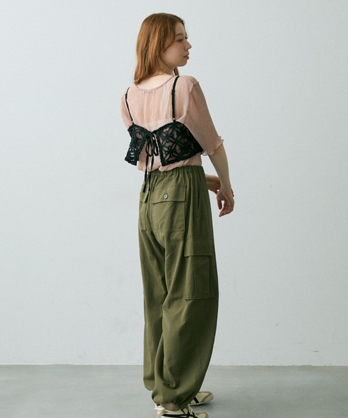 Crisp（クリスプ）の「フラワーシアーレースキャミ（キャミソール・レディース・ブラック/アイボリー・FREE）」の8枚目の写真