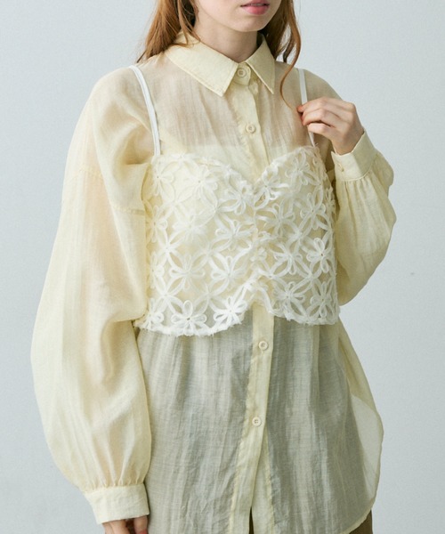 Crisp（クリスプ）の「フラワーシアーレースキャミ（キャミソール・レディース・ブラック/アイボリー・FREE）」の9枚目の写真