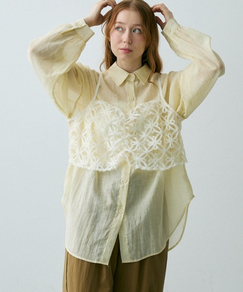 Crisp（クリスプ）の「フラワーシアーレースキャミ（キャミソール・レディース・ブラック/アイボリー・FREE）」の11枚目の写真