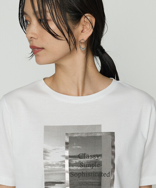 COMME CA（コムサ）の「スーピマコットンポンチ フォトTシャツ（Tシャツ/カットソー・レディース・ネイビー/ホワイト/グレイッシュベージュ/ブラウン・9号/11号）」の20枚目の写真