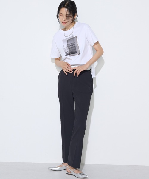 COMME CA（コムサ）の「スーピマコットンポンチ フォトTシャツ（Tシャツ/カットソー・レディース・ネイビー/ホワイト/グレイッシュベージュ/ブラウン・9号/11号）」の5枚目の写真