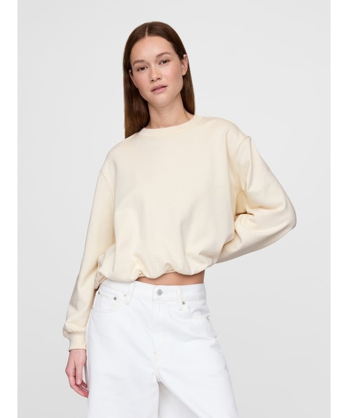 GAP(ギャップ)の「ヘビーウェイト フレンチテリー バブルヘム スウェットシャツ(スウェット・レディース・ブラック/ピンク/オフホワイト・XS/S/M/L/XL/XXS)」の1枚目の写真