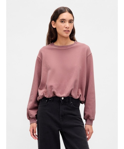 GAP(ギャップ)の「ヘビーウェイト フレンチテリー バブルヘム スウェットシャツ(スウェット・レディース・ブラック/ピンク/オフホワイト・XS/S/M/L/XL/XXS)」の3枚目の写真