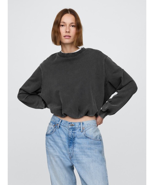 GAP(ギャップ)の「ヘビーウェイト フレンチテリー バブルヘム スウェットシャツ(スウェット・レディース・ブラック/ピンク/オフホワイト・XS/S/M/L/XL/XXS)」の2枚目の写真