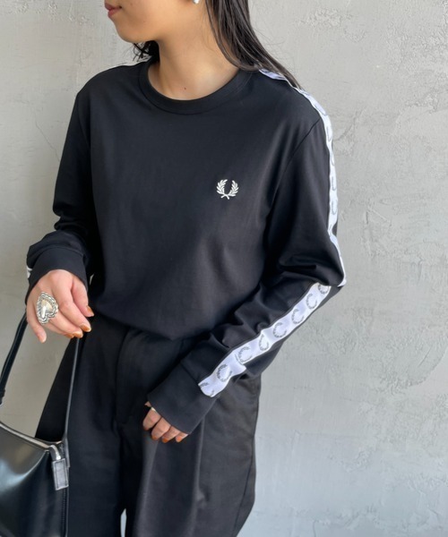 FRED PERRY フレッドペリー テープ ロゴ刺繍 ロンT 新品タグ付き M WEB限定】[FRED PERRY/フレッドペリー] トラックテープデザイン