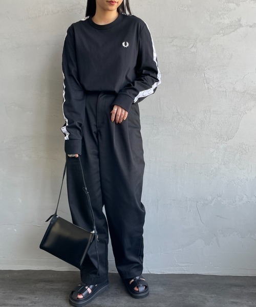 『完売品』　フレッドペリー　ロンT テープロゴ　刺繍ロゴ　ブラック　【S】 完売品』 フレッドペリー ロンT テープロゴ 刺繍ロゴ ブラック