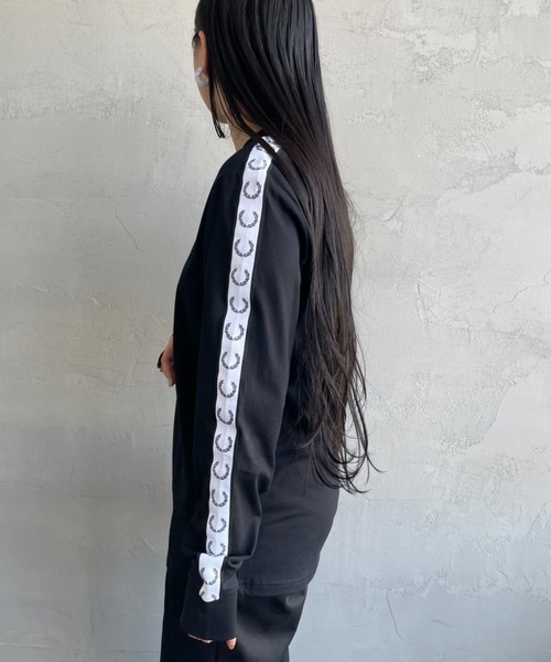 『完売品』　フレッドペリー　ロンT テープロゴ　刺繍ロゴ　ブラック　【S】 完売品』 フレッドペリー ロンT テープロゴ 刺繍ロゴ ブラック