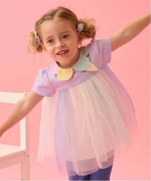 baby cheer（ベイビーチアー）の「アイス衿チュールチュニック（チュニック・キッズ・ピンク/ラベンダー・120cm/110cm/100cm/90cm/80ｃｍ）」の2枚目の写真