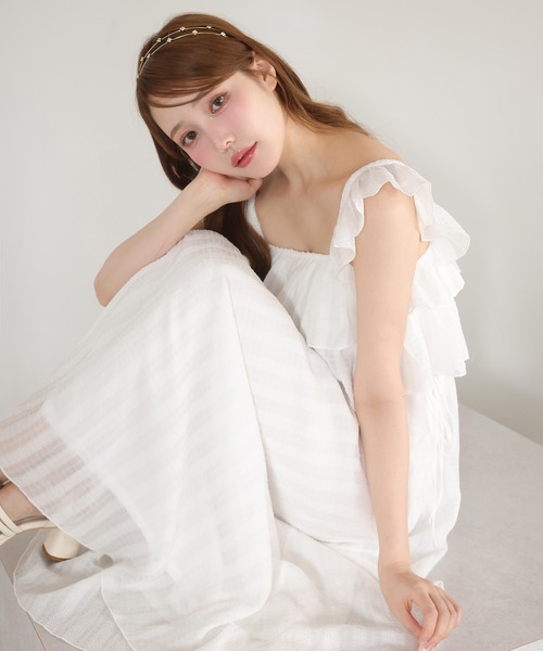 one after another NICE CLAUP（ワンアフターアナザーナイスクラップ）の「サイドリボンキャミワンピース（ワンピース・レディース・ドット/ブラウン系その他/ブラック/オフホワイト・FREE）」の2枚目の写真