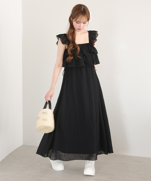 one after another NICE CLAUP（ワンアフターアナザーナイスクラップ）の「サイドリボンキャミワンピース（ワンピース・レディース・ドット/ブラウン系その他/ブラック/オフホワイト・FREE）」の21枚目の写真