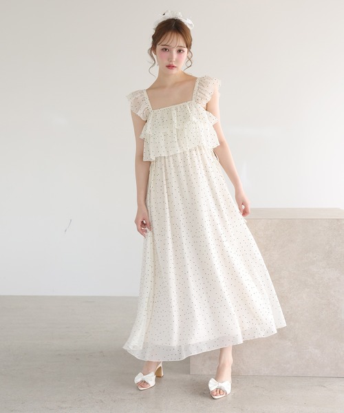 one after another NICE CLAUP（ワンアフターアナザーナイスクラップ）の「サイドリボンキャミワンピース（ワンピース・レディース・ドット/ブラウン系その他/ブラック/オフホワイト・FREE）」の17枚目の写真