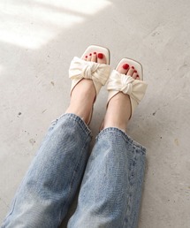 LIBERTYDOLL ビッグリボン スクエア フラットサンダル