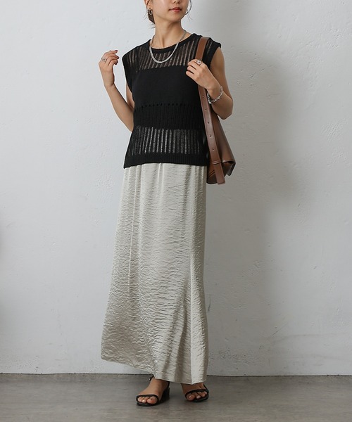 COLONY 2139(コロニートゥーワンスリーナイン)の「透かし柄ニットベスト(ベスト・レディース・ベージュ/ブラック/ブラウン・FREE)」の8枚目の写真