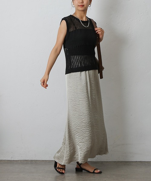 COLONY 2139(コロニートゥーワンスリーナイン)の「透かし柄ニットベスト(ベスト・レディース・ベージュ/ブラック/ブラウン・FREE)」の10枚目の写真