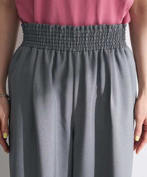 Green Parks(グリーンパークス)の「麻調ウエストギャザーフレアワイドパンツ(その他パンツ・レディース・ブラウン/グリーン/ブラック/杢グレー・FREE)」の9枚目の写真