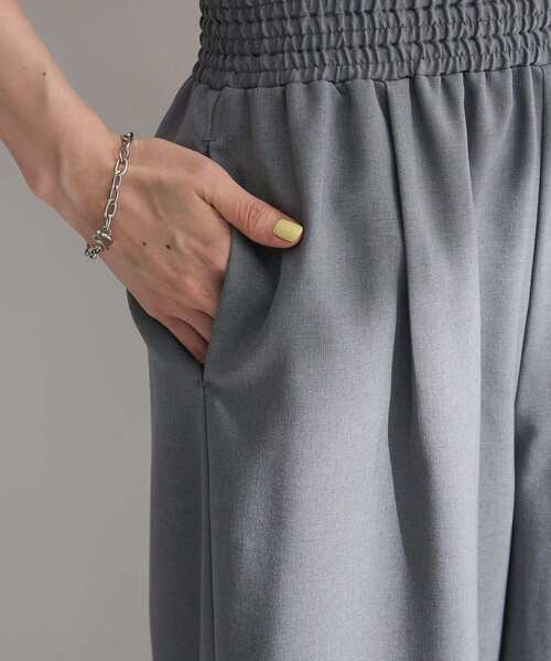 Green Parks(グリーンパークス)の「麻調ウエストギャザーフレアワイドパンツ(その他パンツ・レディース・ブラウン/グリーン/ブラック/杢グレー・FREE)」の10枚目の写真