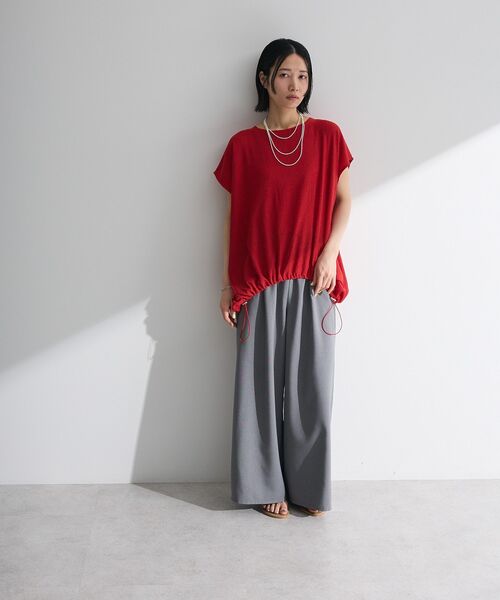 Green Parks(グリーンパークス)の「麻調ウエストギャザーフレアワイドパンツ(その他パンツ・レディース・ブラウン/グリーン/ブラック/杢グレー・FREE)」の11枚目の写真