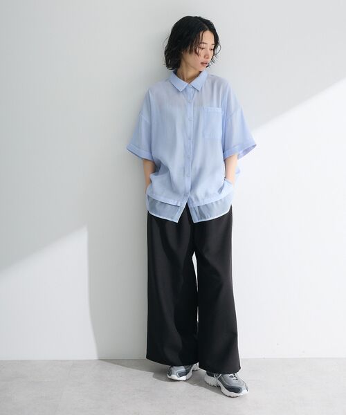 Green Parks(グリーンパークス)の「麻調ウエストギャザーフレアワイドパンツ(その他パンツ・レディース・ブラウン/グリーン/ブラック/杢グレー・FREE)」の16枚目の写真