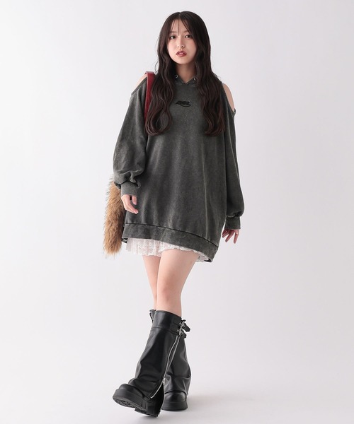 repipi armario（レピピ アルマリオ）の「カタアキフードミニワンピース（ワンピース・キッズ・ブラック系その他/ピンク系その他/ブラック・LARGE/MEDIUM/SMALL）」の5枚目の写真