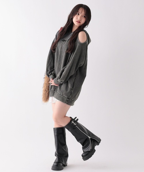 repipi armario（レピピ アルマリオ）の「カタアキフードミニワンピース（ワンピース・キッズ・ブラック系その他/ピンク系その他/ブラック・LARGE/MEDIUM/SMALL）」の6枚目の写真