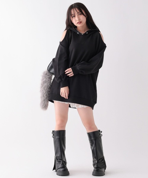 repipi armario（レピピ アルマリオ）の「カタアキフードミニワンピース（ワンピース・キッズ・ブラック系その他/ピンク系その他/ブラック・LARGE/MEDIUM/SMALL）」の12枚目の写真