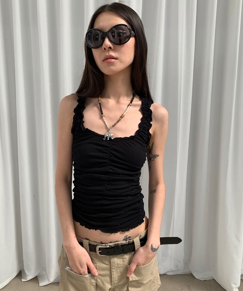 ランプハラジュク タンクトップ フリル　白 ランプハラジュク タンクトップ フリル 白 ホワイト タンクトップ