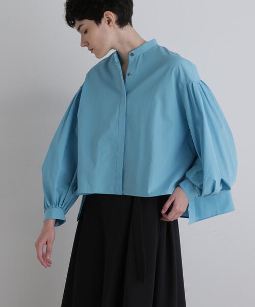 LE PHIL(ルフィル)の「◆ショートタイプライターブラウス(シャツ/ブラウス・レディース・ブルー/ホワイト/ブラウン/ブルー系その他2・F)」の4枚目の写真