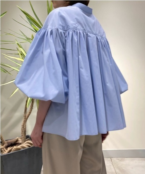 LE PHIL(ルフィル)の「◆ショートタイプライターブラウス(シャツ/ブラウス・レディース・ブルー/ホワイト/ブラウン/ブルー系その他2・F)」の8枚目の写真