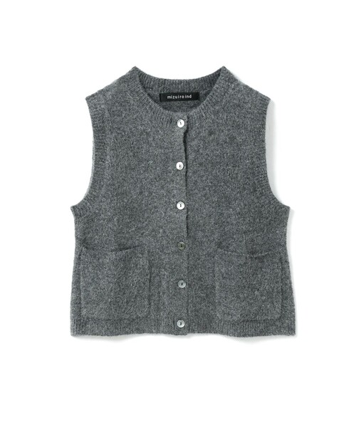 mizuiroind（ミズイロインド）の「mizuiro ind ブークレクルーネックベスト（ベスト・レディース・ブラック/チャコールグレー/オフホワイト・FREE）」の3枚目の写真