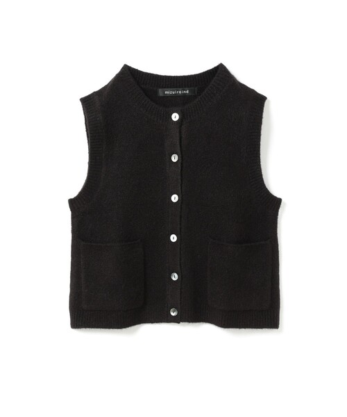mizuiroind（ミズイロインド）の「mizuiro ind ブークレクルーネックベスト（ベスト・レディース・ブラック/チャコールグレー/オフホワイト・FREE）」の2枚目の写真