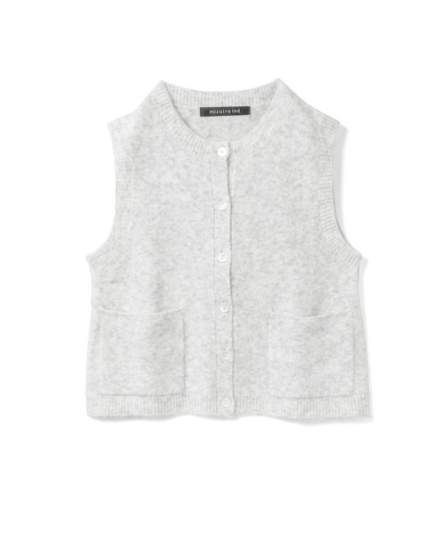 mizuiroind（ミズイロインド）の「mizuiro ind ブークレクルーネックベスト（ベスト・レディース・ブラック/チャコールグレー/オフホワイト・FREE）」の4枚目の写真