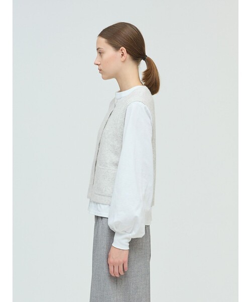 mizuiroind（ミズイロインド）の「mizuiro ind ブークレクルーネックベスト（ベスト・レディース・ブラック/チャコールグレー/オフホワイト・FREE）」の9枚目の写真