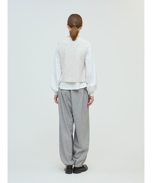 mizuiroind（ミズイロインド）の「mizuiro ind ブークレクルーネックベスト（ベスト・レディース・ブラック/チャコールグレー/オフホワイト・FREE）」の14枚目の写真