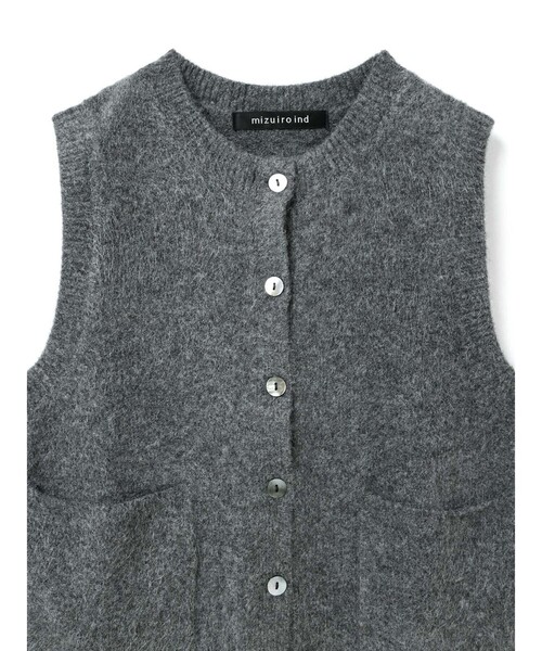 mizuiroind（ミズイロインド）の「mizuiro ind ブークレクルーネックベスト（ベスト・レディース・ブラック/チャコールグレー/オフホワイト・FREE）」の15枚目の写真
