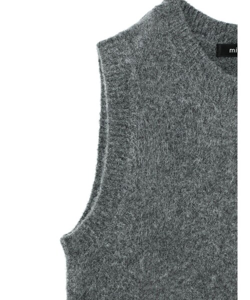 mizuiroind（ミズイロインド）の「mizuiro ind ブークレクルーネックベスト（ベスト・レディース・ブラック/チャコールグレー/オフホワイト・FREE）」の16枚目の写真