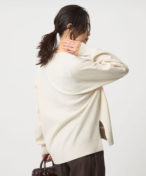 今期商品　新品BELPER パフニットカーディガン green label relaxing カーディガン パフ シアー ニット