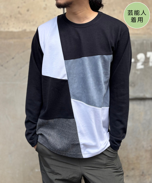 ikka(イッカ)の「【芸能人着用】ブロックスチェックスエード切り替えロンT【親子コーデ】(Tシャツ/カットソー・メンズ・ネイビー/ホワイト/グリーン/ブラウン・M/L/XL/S)」の4枚目の写真