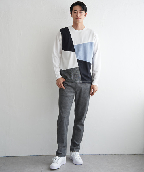 ikka(イッカ)の「【芸能人着用】ブロックスチェックスエード切り替えロンT【親子コーデ】(Tシャツ/カットソー・メンズ・ネイビー/ホワイト/グリーン/ブラウン・M/L/XL/S)」の11枚目の写真