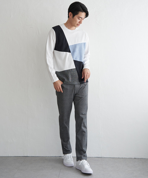 ikka(イッカ)の「【芸能人着用】ブロックスチェックスエード切り替えロンT【親子コーデ】(Tシャツ/カットソー・メンズ・ネイビー/ホワイト/グリーン/ブラウン・M/L/XL/S)」の12枚目の写真