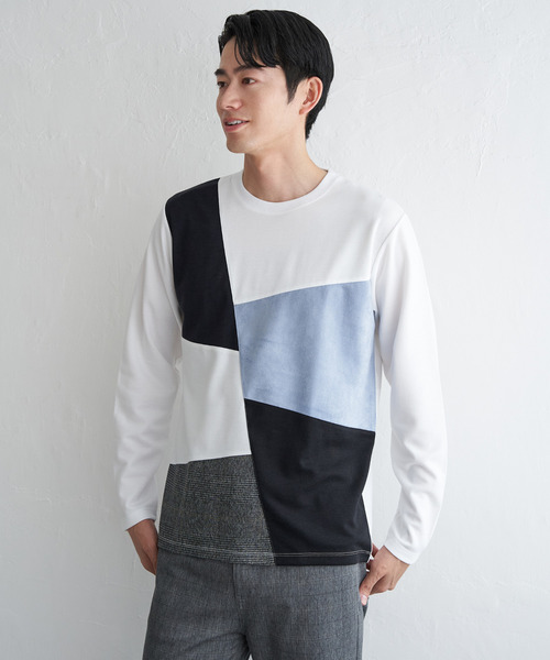 ikka(イッカ)の「【芸能人着用】ブロックスチェックスエード切り替えロンT【親子コーデ】(Tシャツ/カットソー・メンズ・ネイビー/ホワイト/グリーン/ブラウン・M/L/XL/S)」の10枚目の写真