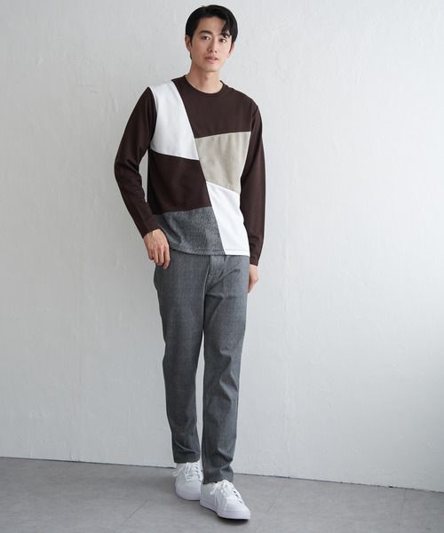 ikka(イッカ)の「【芸能人着用】ブロックスチェックスエード切り替えロンT【親子コーデ】(Tシャツ/カットソー・メンズ・ネイビー/ホワイト/グリーン/ブラウン・M/L/XL/S)」の15枚目の写真
